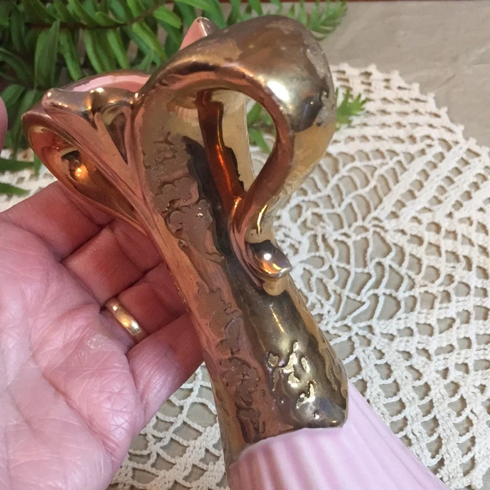 Vintage MCM Savoy Weeping Gold Pink Vase